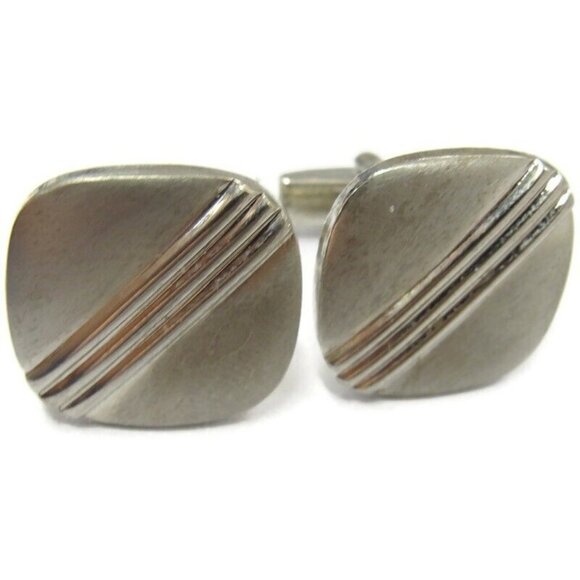 Pioneer Cufflinks Silver Tone Wedding Tux Vintage IOB - Picture 16 of 16